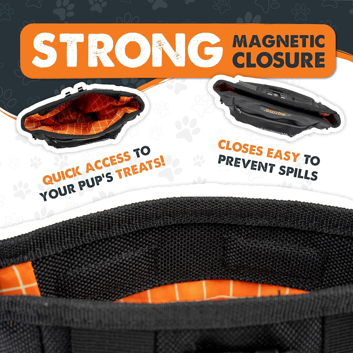 Dog Treat Pouch | No Spill Magenetic Clasp - Hands-Free Pouches for Training - Pets Training Treat Pouches for Dog Walks - Pet Bags Pouch - Built in Poop Bag Holder